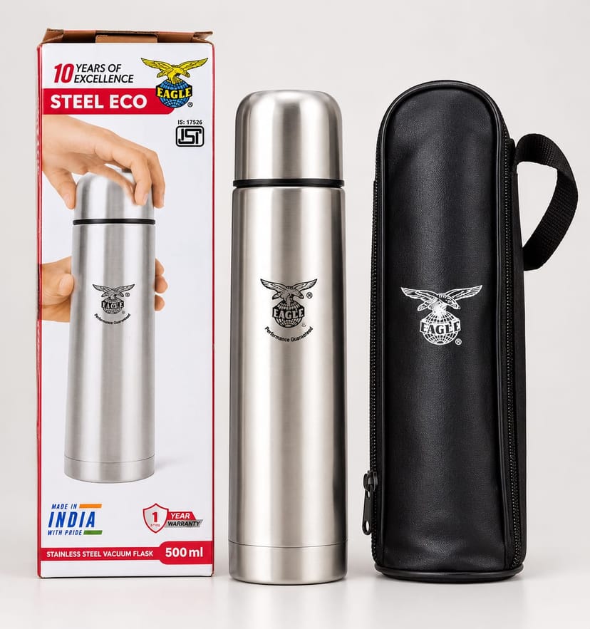 Eagle Steel Eco Stainless Steel Vacuum Flask -500 ML - Image 1