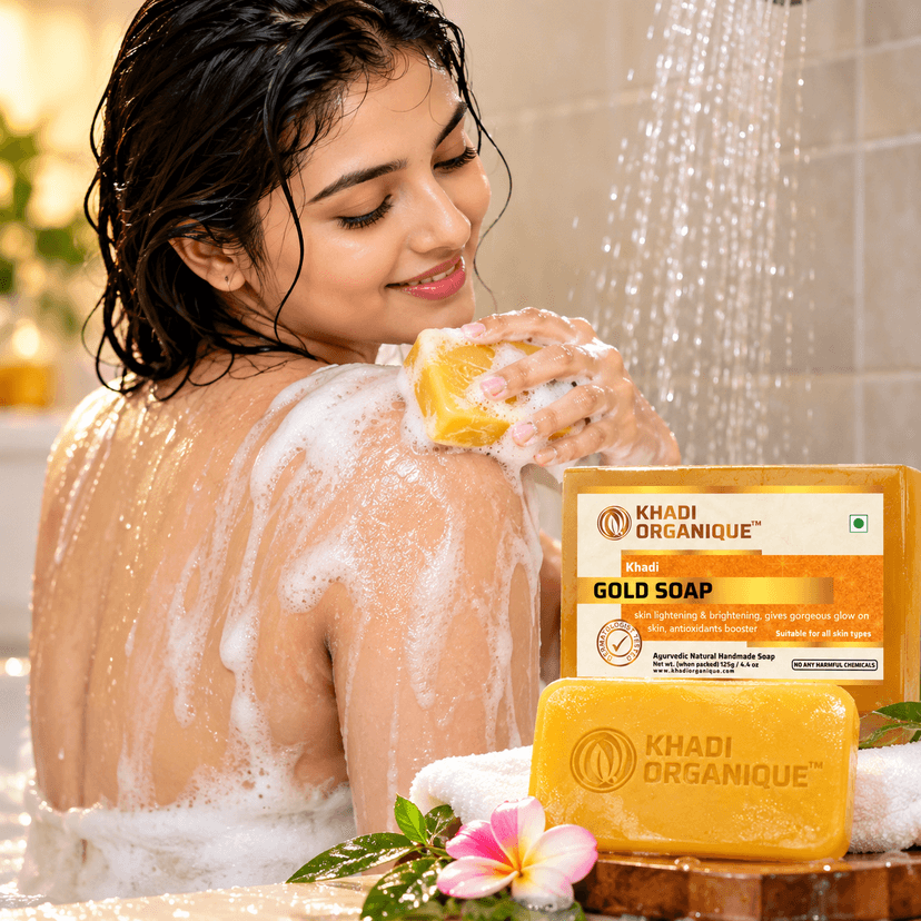 Product name: Khadi Organique Gold Soap – Pack of 5 (125 g Each)
